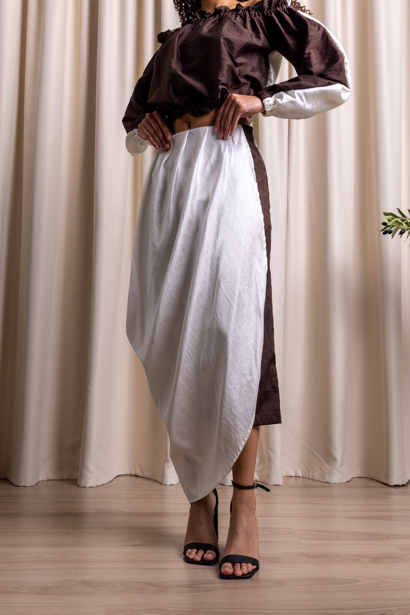 CHAUTHĀ / Draped Skirt / ESPRESSO