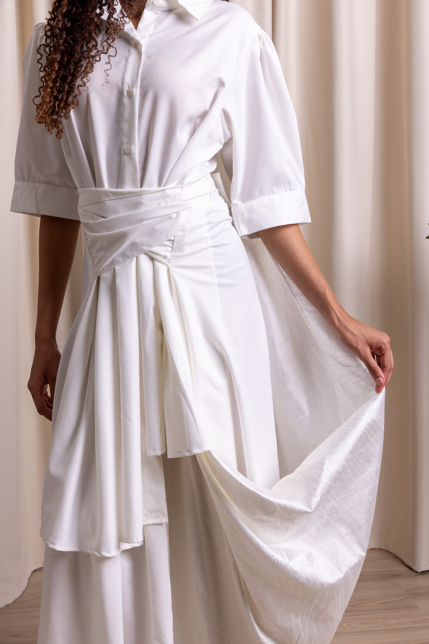 PANJVĀH / Draped Dress / IVORY