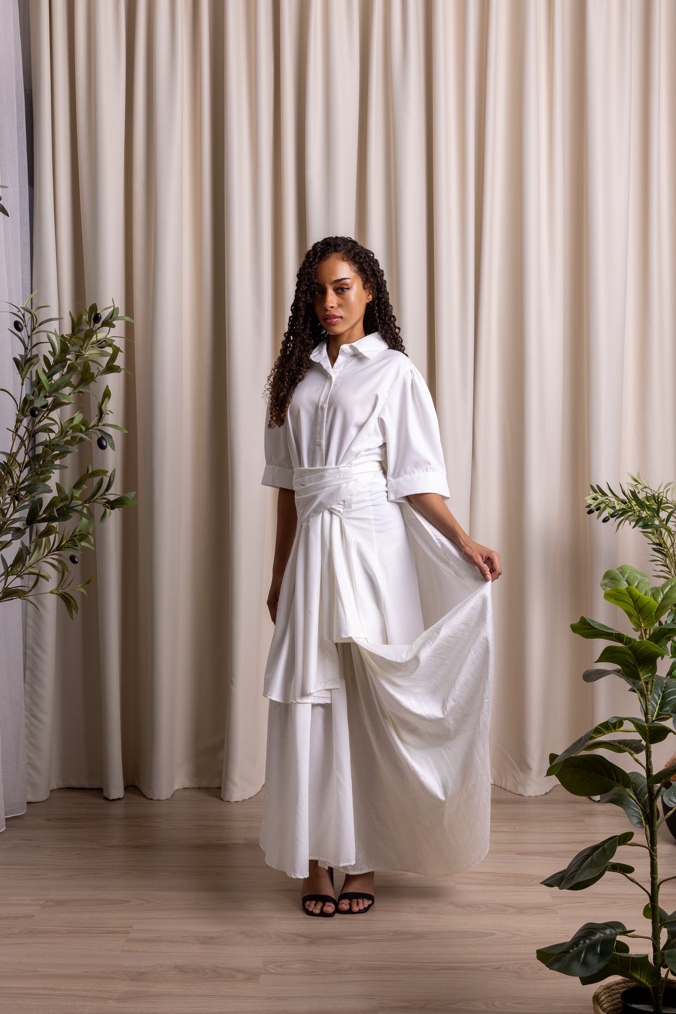 PANJVĀH / Draped Dress / IVORY