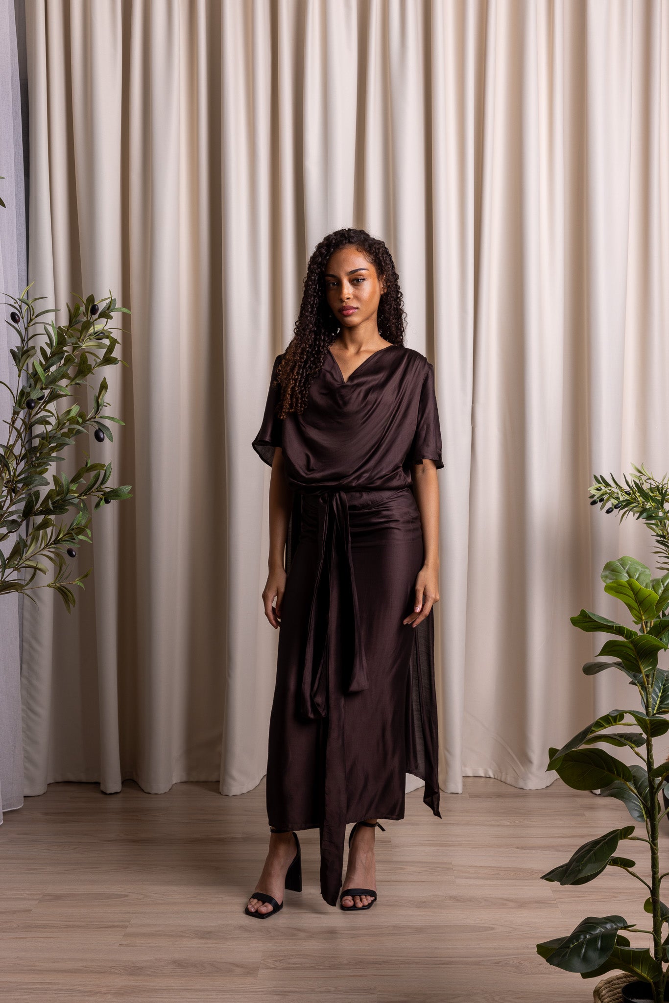 SATVĀH / Wrap Skirt / ESPRESSO
