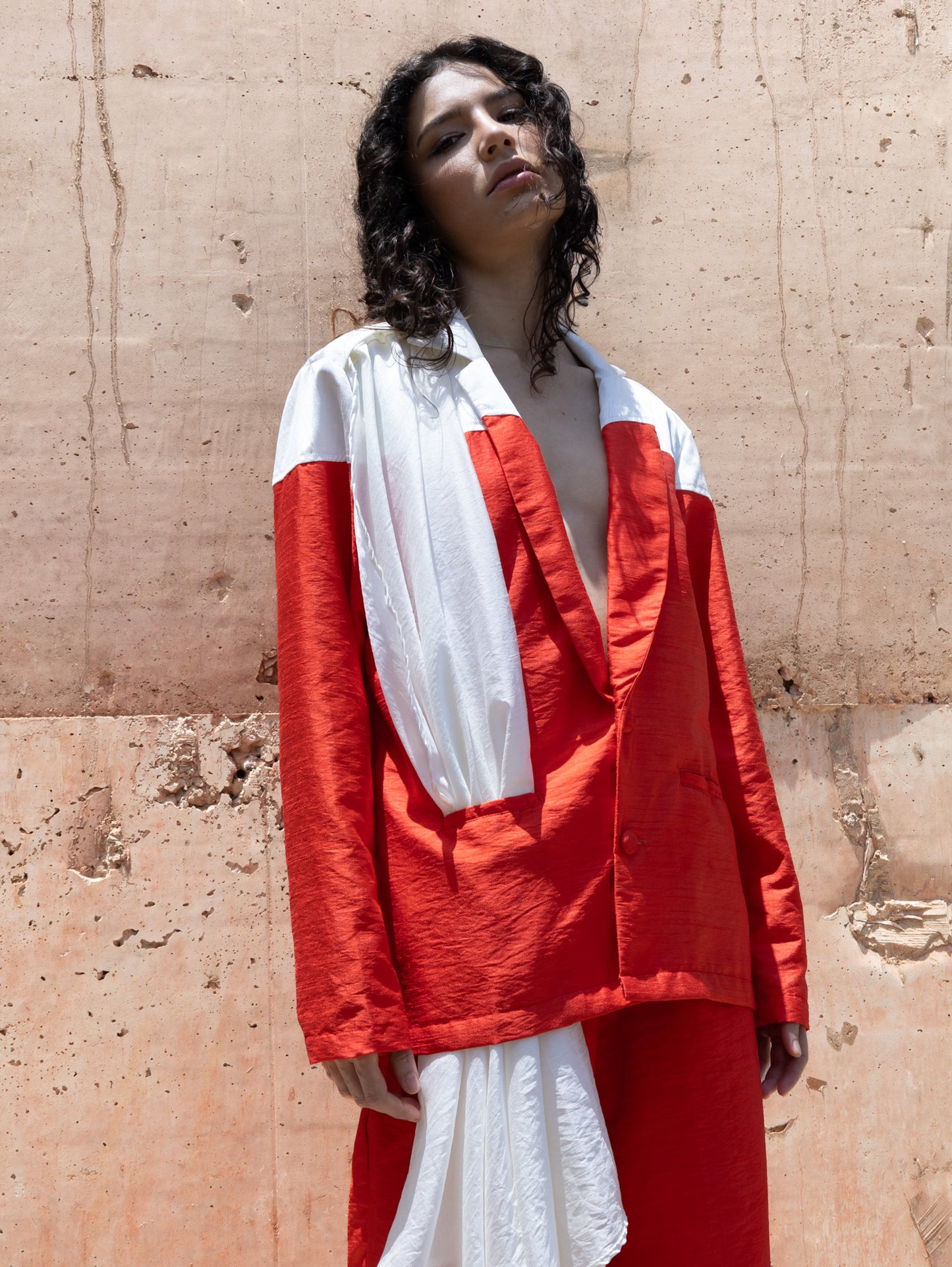 DŪJĀ / SCARLET / Draped Blazer