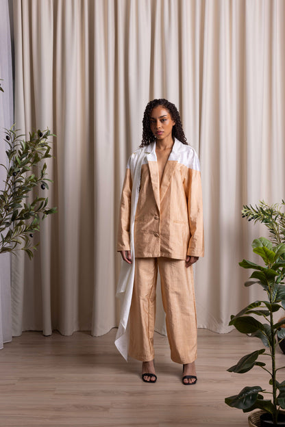 DŪJĀ / Straight Silk Trousers / SAND
