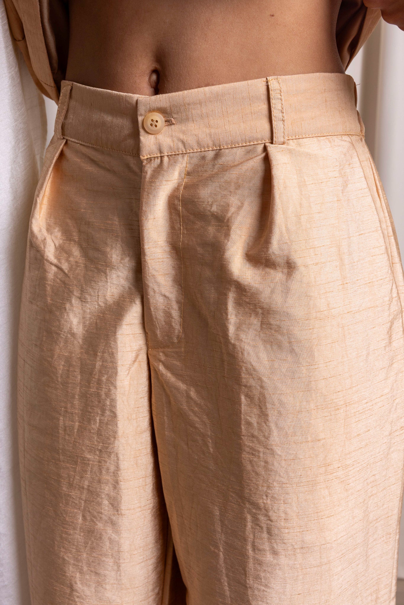 DŪJĀ / Straight Silk Trousers / SAND