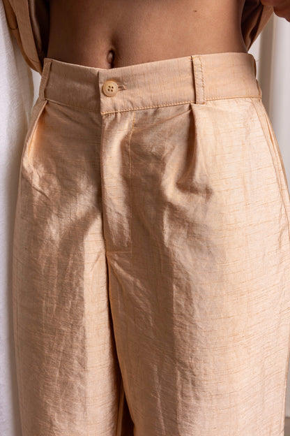 DŪJĀ / Straight Silk Trousers / SAND