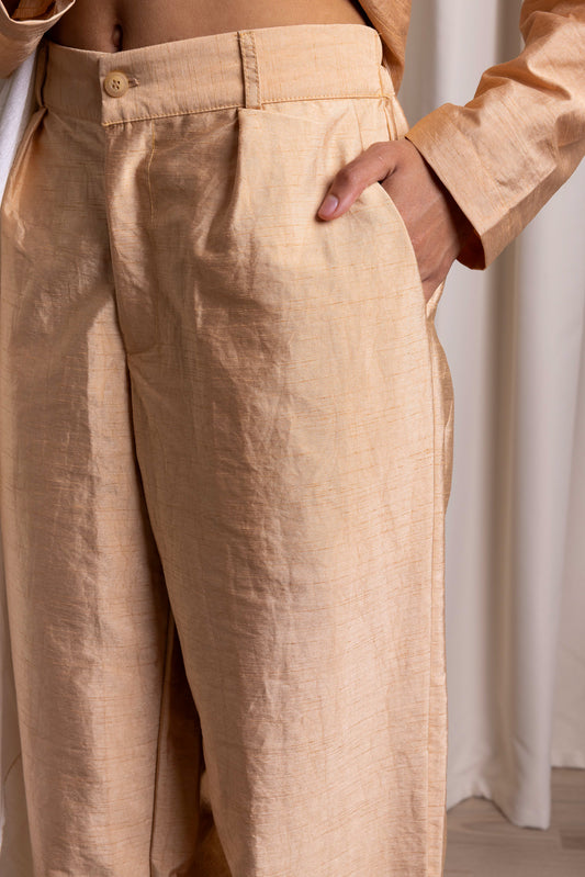DŪJĀ / Straight Silk Trousers / SAND
