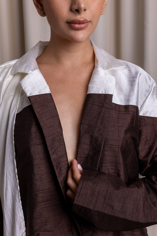 DŪJĀ / Draped Blazer / ESPRESSO