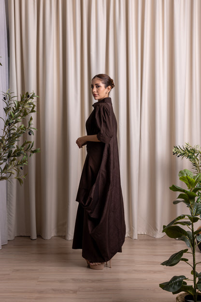 PANJVĀH / Draped Dress / ESPRESSO
