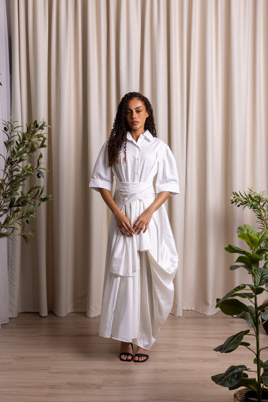 PANJVĀH / Draped Dress / IVORY