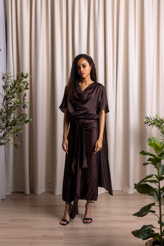 SATVĀH / Cowl Top / ESPRESSO